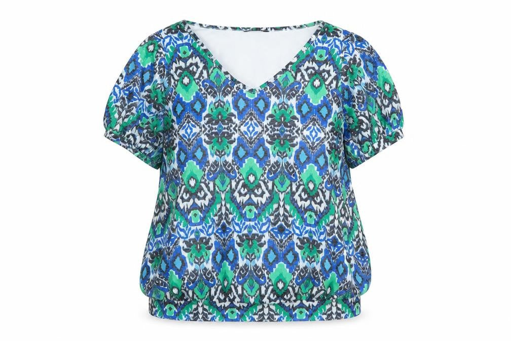 Front view of Roman Women’s Multicoloured, size UK 14, V-Neck Tunic Blouse
