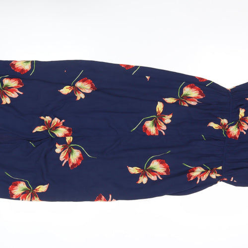 Aprico Women’s Blue Floral Off Shoulder Midi Dress Size 12