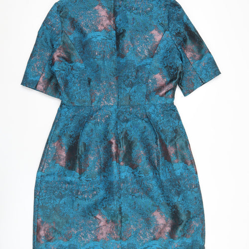 Dickins & Jones Women’s Blue Pink Jacquard Sheath Dress Size 12