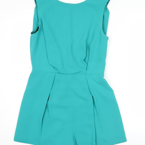 Topshop Women’s Green Size 12 Sleeveless Lace Back Playsuit