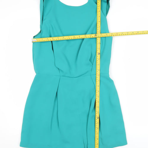 Topshop Women’s Green Size 12 Sleeveless Lace Back Playsuit