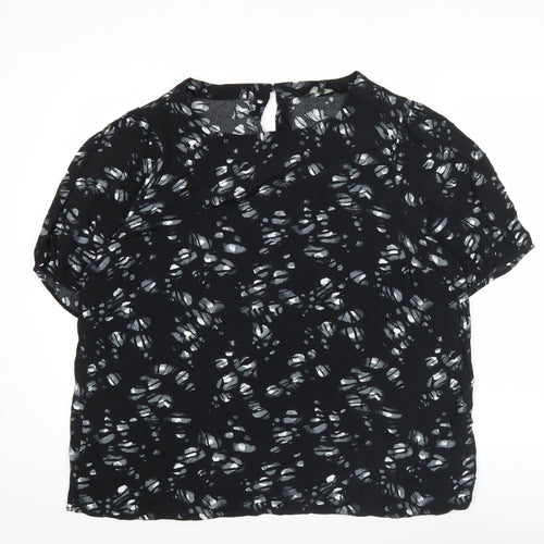 Next Women’s Black Abstract Print Blouse Size 20 Short Sleeve Viscose