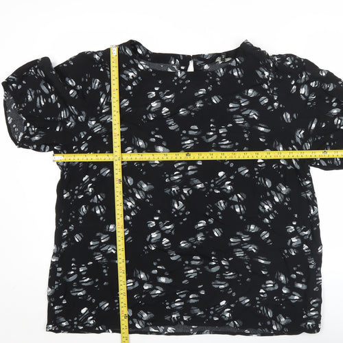 Next Women’s Black Abstract Print Blouse Size 20 Short Sleeve Viscose
