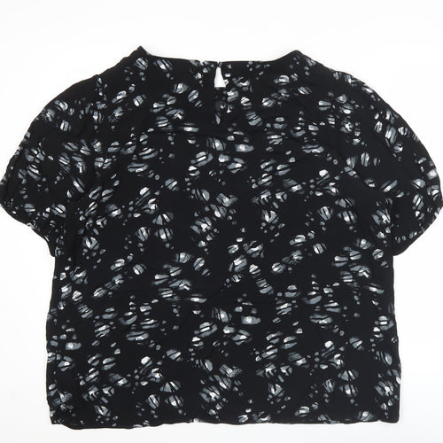 Next Women’s Black Abstract Print Blouse Size 20 Short Sleeve Viscose