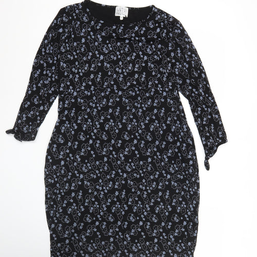 Masai Women’s Black Floral Knee Length Shift Dress Size M