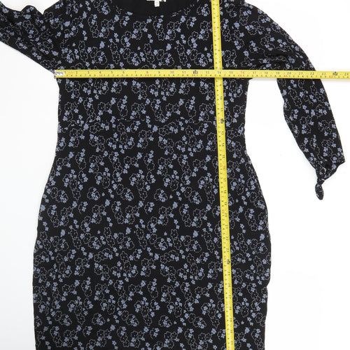 Masai Women’s Black Floral Knee Length Shift Dress Size M
