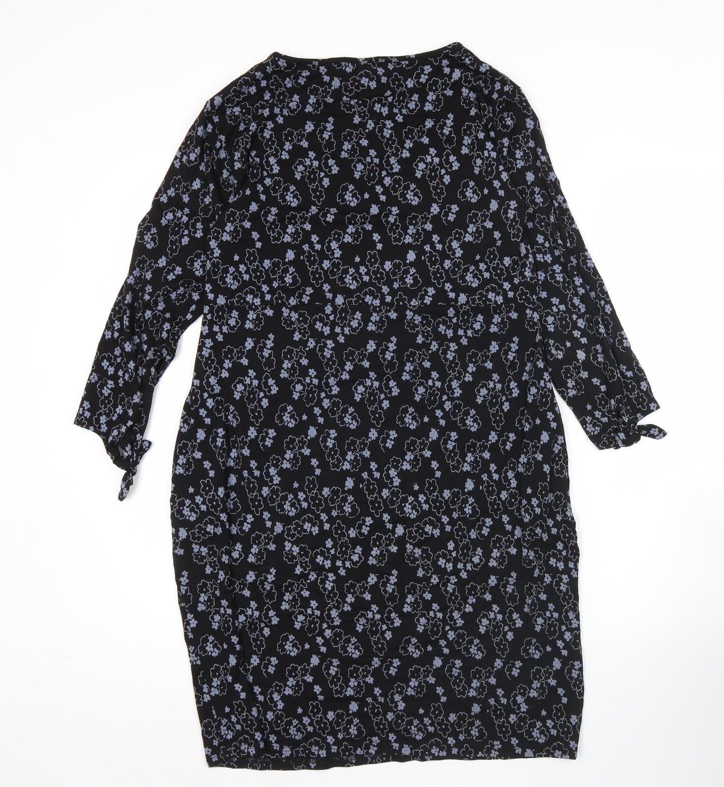 Masai Women’s Black Floral Knee Length Shift Dress Size M