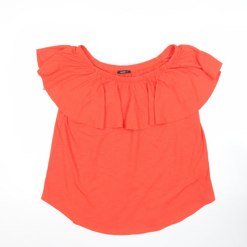 Roman Women’s Orange Off Shoulder Ruffle Blouse Size 10