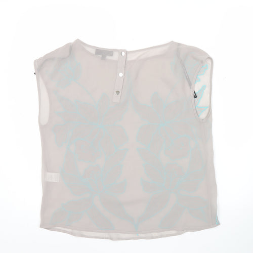 Warehouse Women’s Beige Floral Embroidered Sleeveless Blouse Size 10