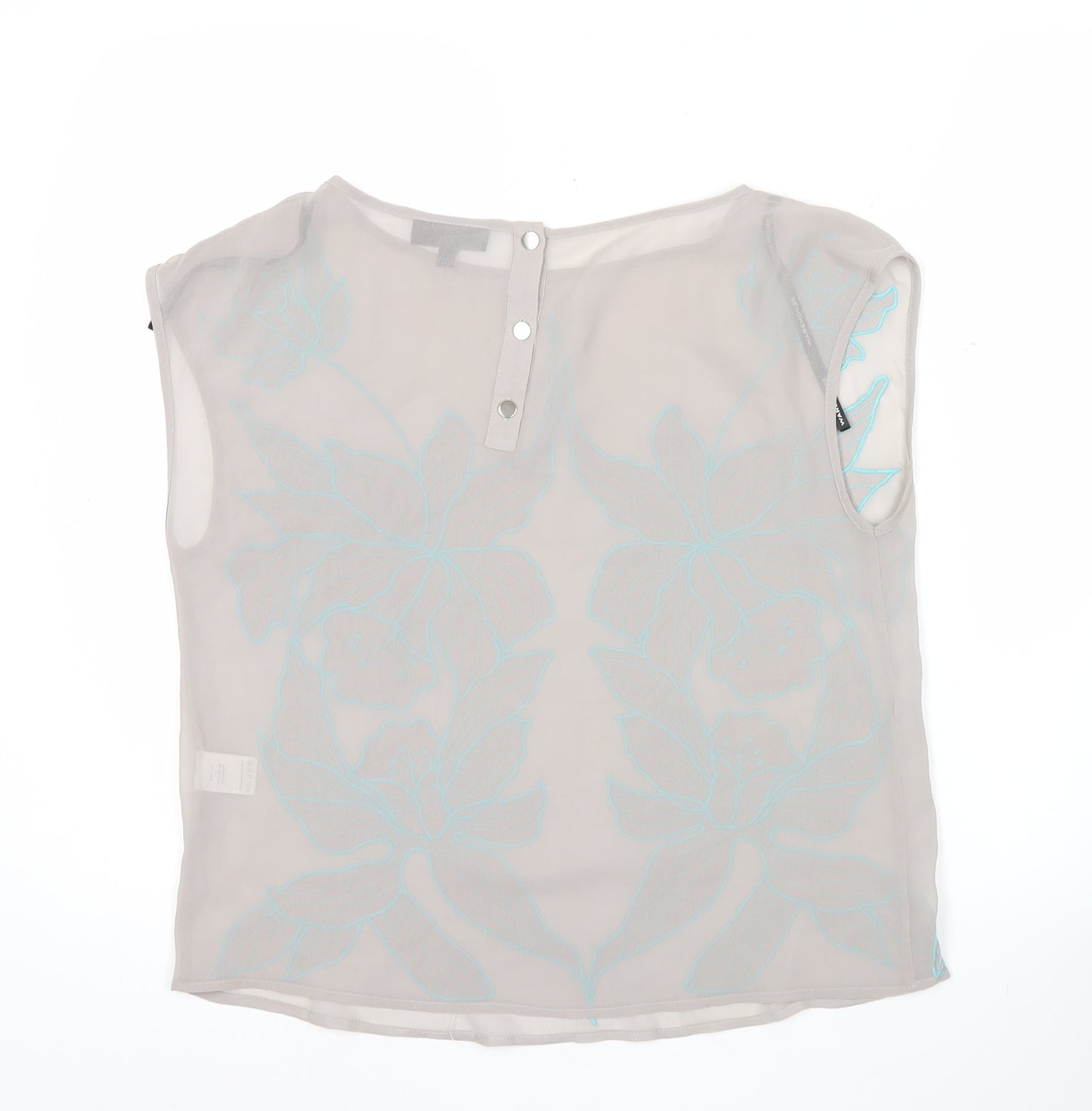 Warehouse Women’s Beige Floral Embroidered Sleeveless Blouse Size 10
