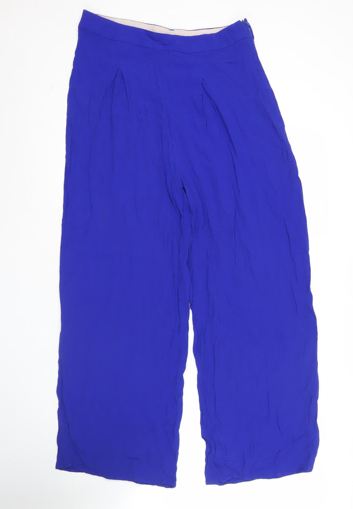Yumi Women’s Blue Wide-Leg Viscose Trousers Size 12
