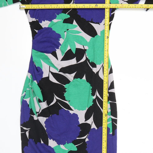 Phase Eight Womens Multicoloured Floral Dress Size 10 Sheath 3/4 Sleeve