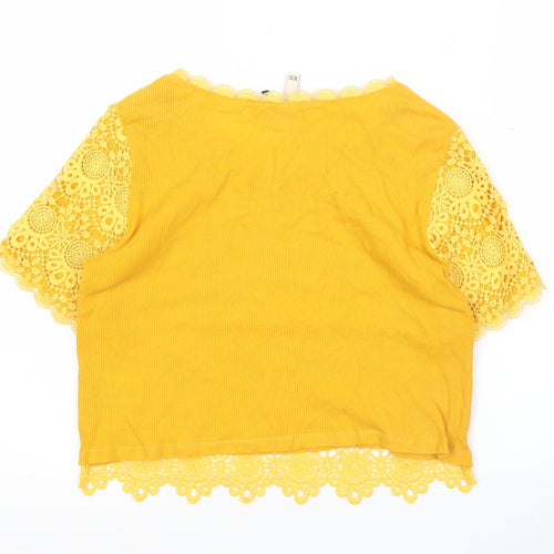 H&M Divided Women’s Yellow Lace Floral Cropped Blouse XS