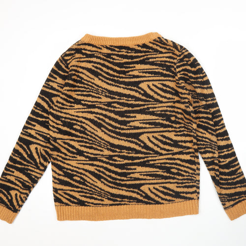 Brave Soul Womens Brown Zebra V-Neck Jumper Size S