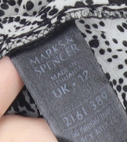 Marks and Spencer Women’s Black Floral Viscose Blouse UK 12