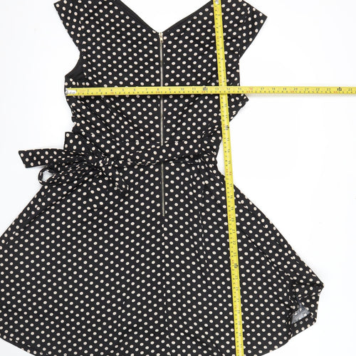 Mela London Women’s Black Polka Dot Fit & Flare Dress Size 14