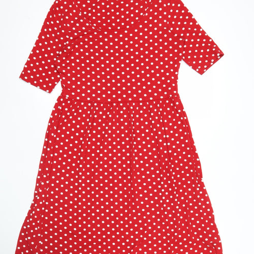 Marks and Spencer Women’s Red Polka Dot Knee Length Dress Size 12