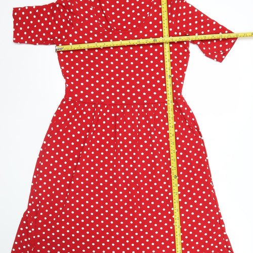 Marks and Spencer Women’s Red Polka Dot Knee Length Dress Size 12