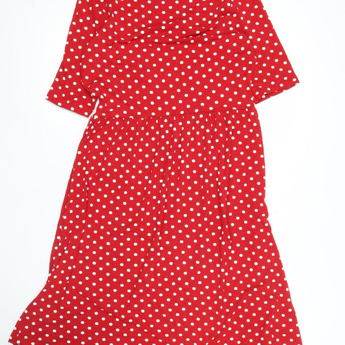 Marks and Spencer Women’s Red Polka Dot Knee Length Dress Size 12