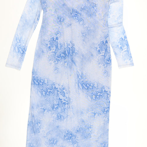 Primark Women Blue Animal Print Midi Bodycon Dress Size M