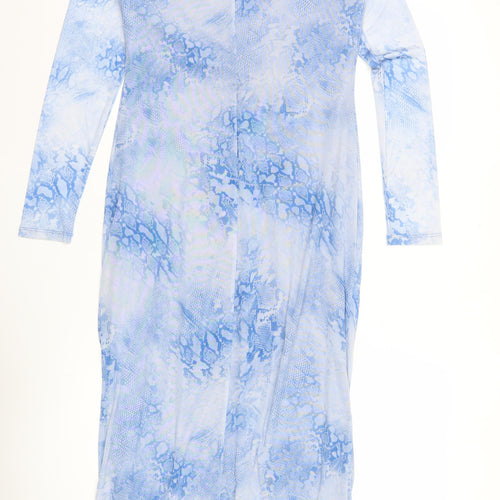 Primark Women Blue Animal Print Midi Bodycon Dress Size M