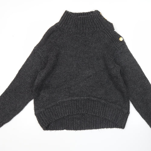 Topshop Women’s Grey XS Mock Neck Knit Pullover Jumper