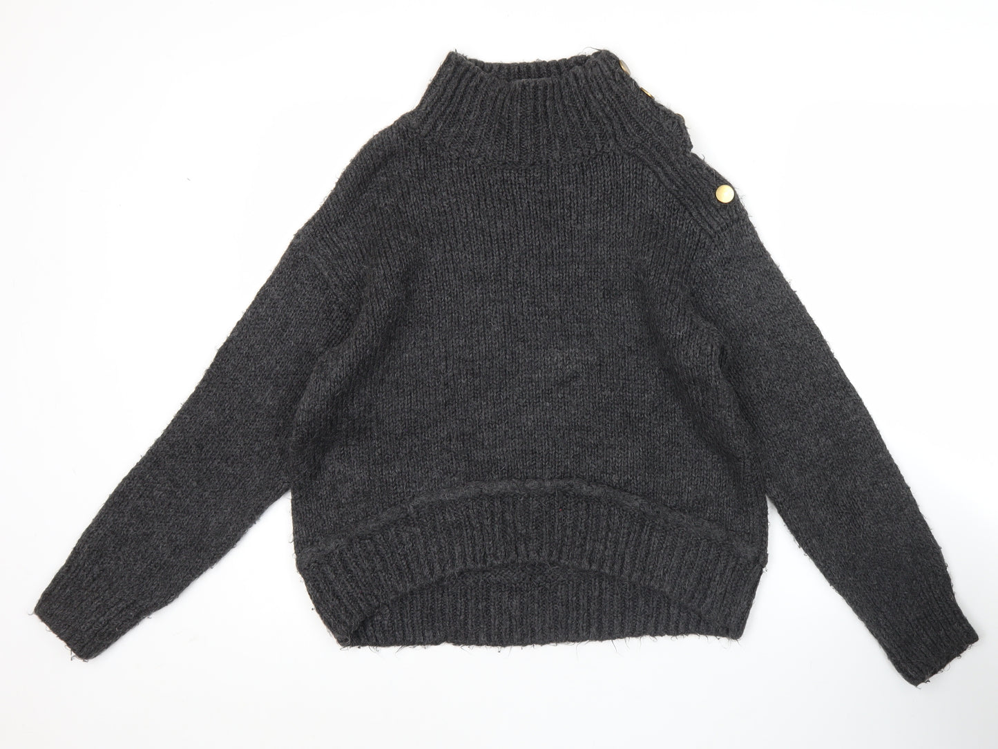 Topshop Women’s Grey XS Mock Neck Knit Pullover Jumper