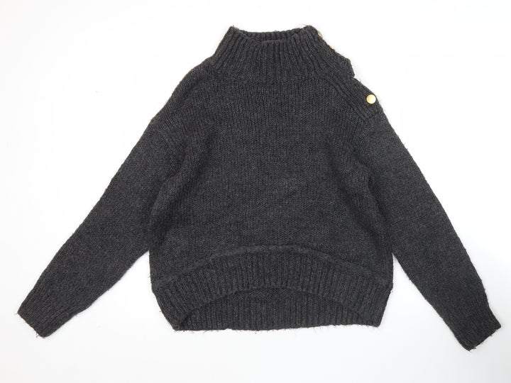 Topshop Women’s Grey XS Mock Neck Knit Pullover Jumper