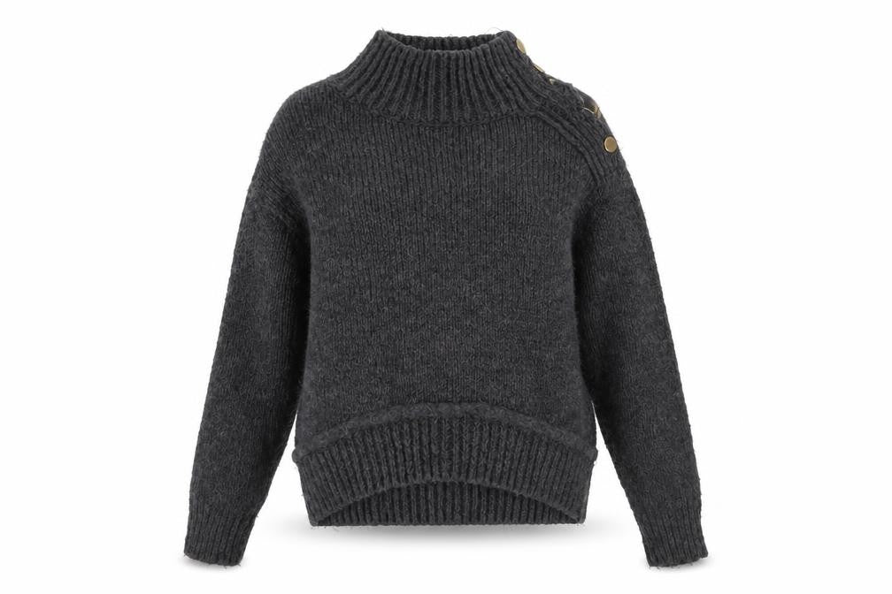 Front view of Topshop Women’s Grey XS Mock Neck Knit jumper