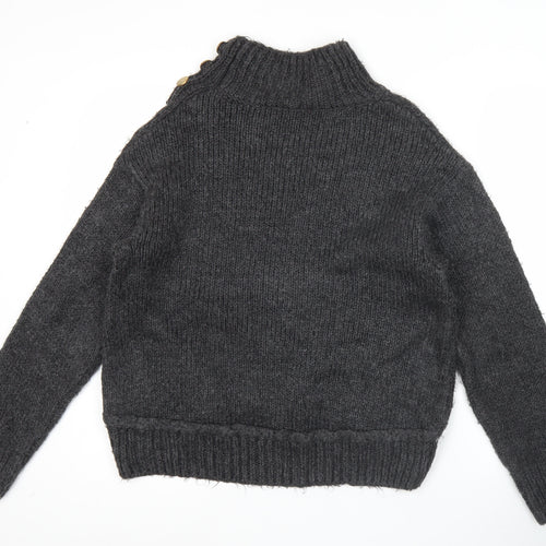 Topshop Women’s Grey XS Mock Neck Knit Pullover Jumper