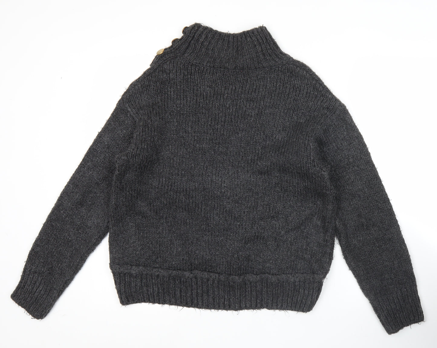 Topshop Women’s Grey XS Mock Neck Knit Pullover Jumper