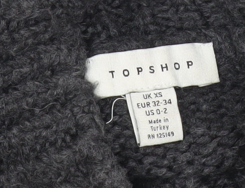 Topshop Women’s Grey XS Mock Neck Knit Pullover Jumper