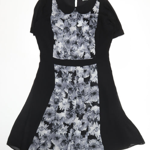 Marks and Spencer Womens Black Floral Hi-Low Fit & Flare Dress Size 12