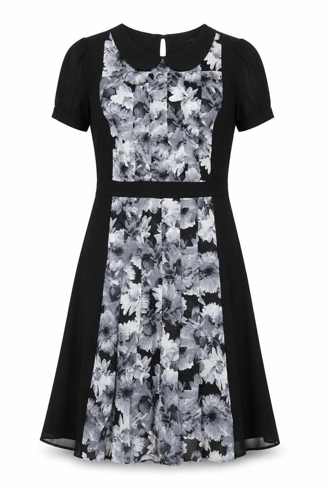 Marks and Spencer Womens Black Floral Hi-Low Fit & Flare Dress Size 12