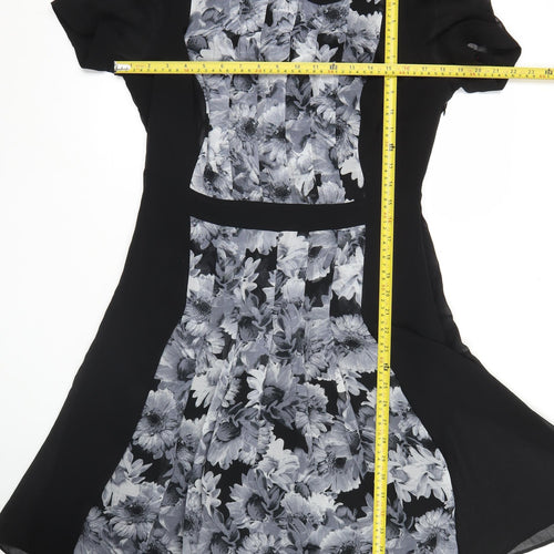 Marks and Spencer Womens Black Floral Hi-Low Fit & Flare Dress Size 12