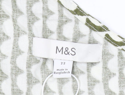 Marks and Spencer Women Green Linen Viscose One Shoulder Blouse Size 22