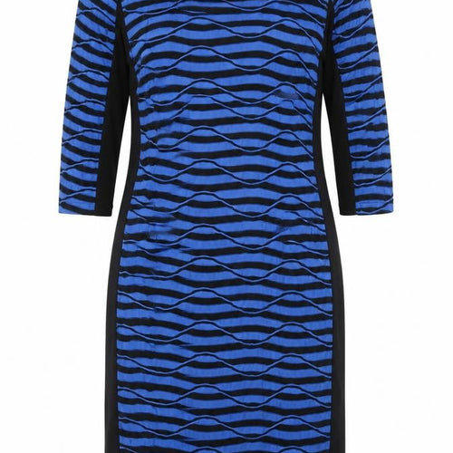 Frank Walder Women’s Blue Black Sheath Dress Size 14 Long Sleeve