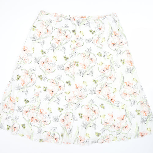 Marks and Spencer Womens White Floral A-Line Cotton Skirt Size 20