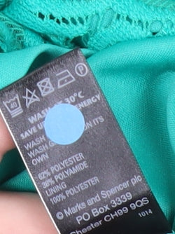 Marks and Spencer Womens Green Lace Sheath Dress UK 12 Short 3/4 Sleeve