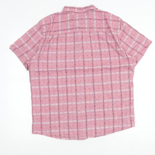 White Stuff Mens Pink Check Linen Cotton Classic Fit Shirt L