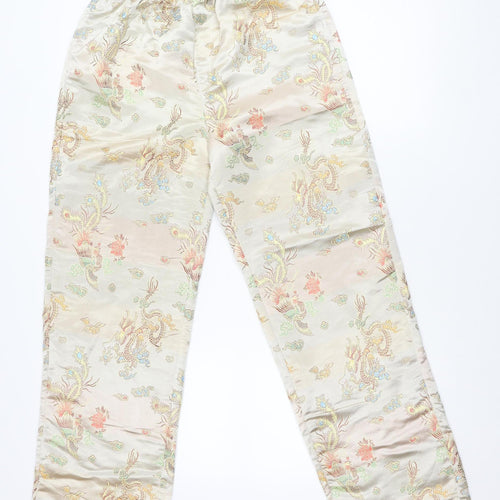 ASOS Women’s Beige Satin Paisley Straight Trousers Size 8
