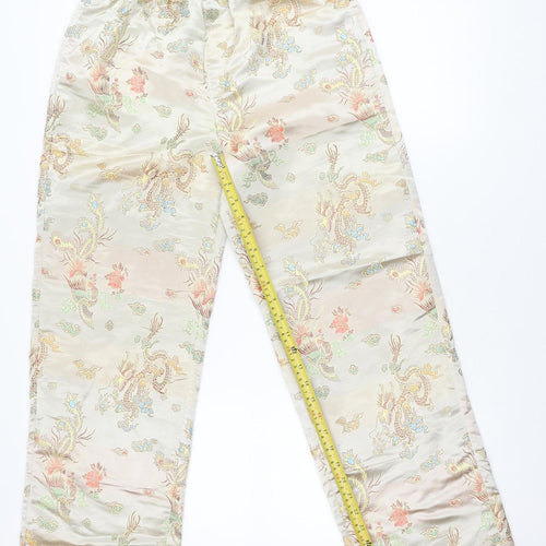 ASOS Women’s Beige Satin Paisley Straight Trousers Size 8