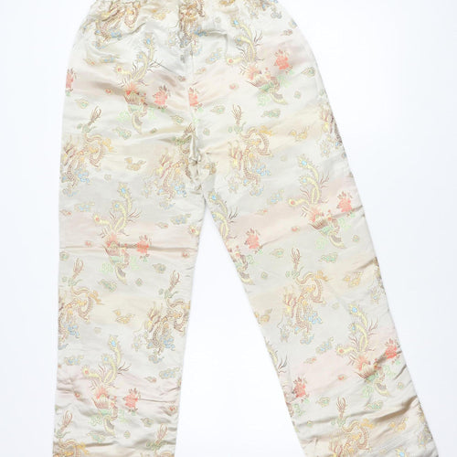 ASOS Women’s Beige Satin Paisley Straight Trousers Size 8