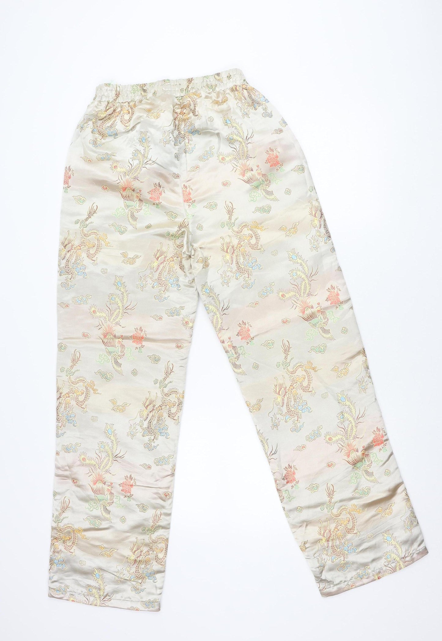 ASOS Women’s Beige Satin Paisley Straight Trousers Size 8