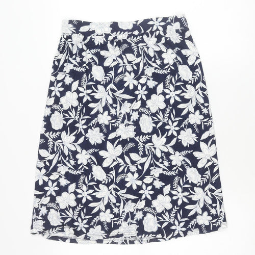 Marks and Spencer Women’s Blue Floral Skirt Size 10 Pencil Short