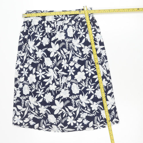 Marks and Spencer Women’s Blue Floral Skirt Size 10 Pencil Short