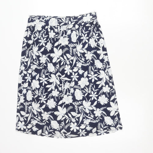 Marks and Spencer Women’s Blue Floral Skirt Size 10 Pencil Short