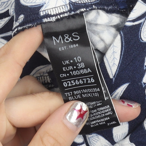 Marks and Spencer Women’s Blue Floral Skirt Size 10 Pencil Short