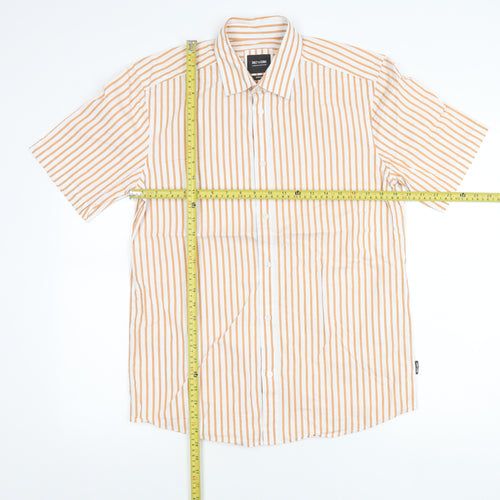 Only & Sons Mens White Orange Stripe Short Sleeve Regular Fit Shirt L