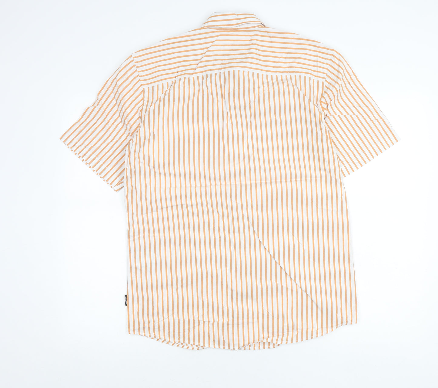 Only & Sons Mens White Orange Stripe Short Sleeve Regular Fit Shirt L